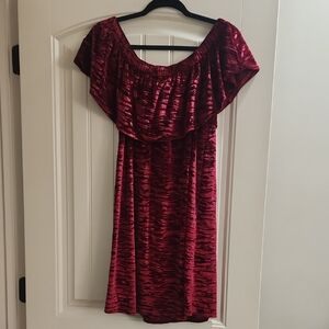 Entro Vibrant Red Velvet Mini Dress
